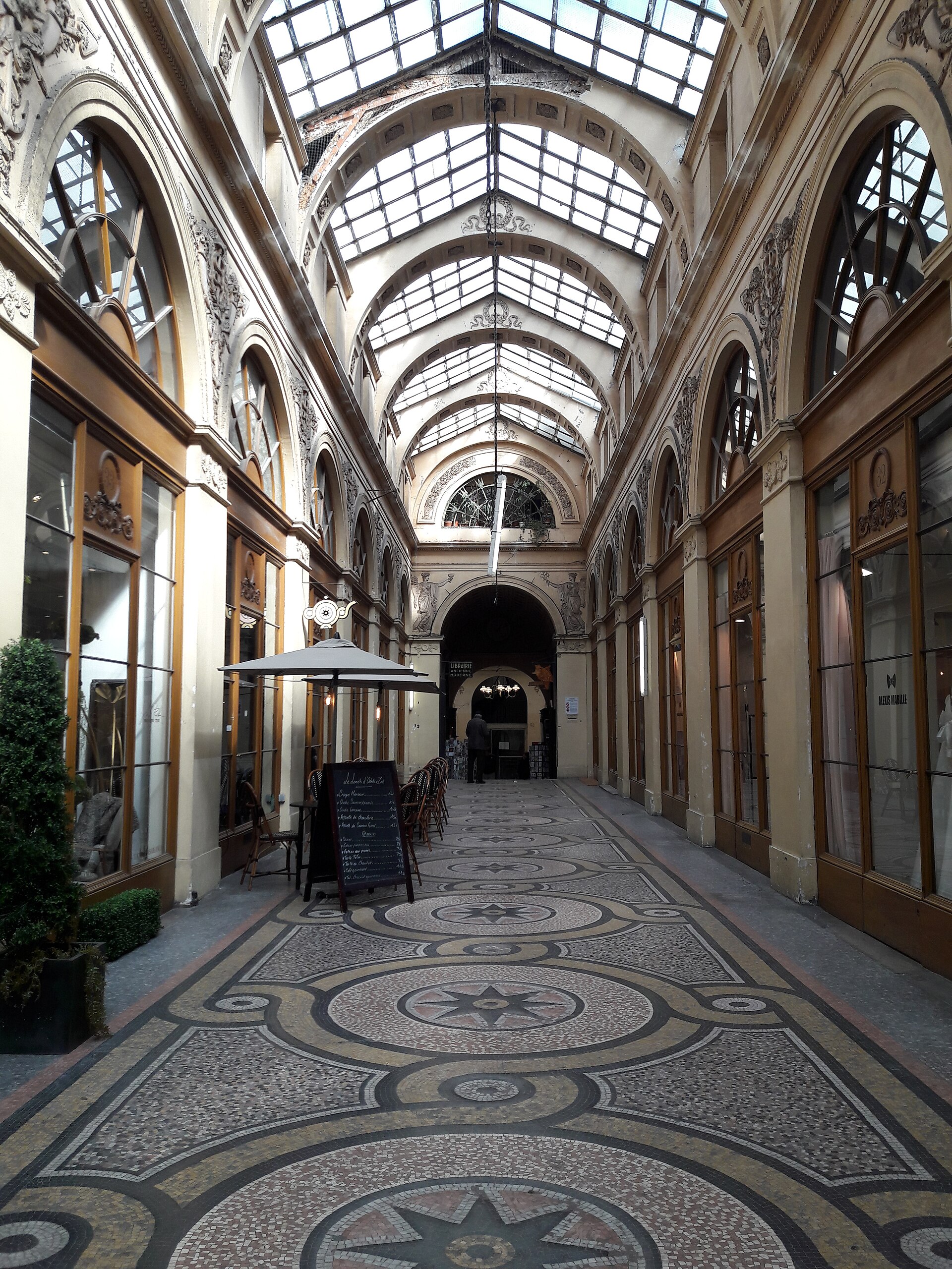 The glass-roofed Galerie Vivienne covered passage in Paris